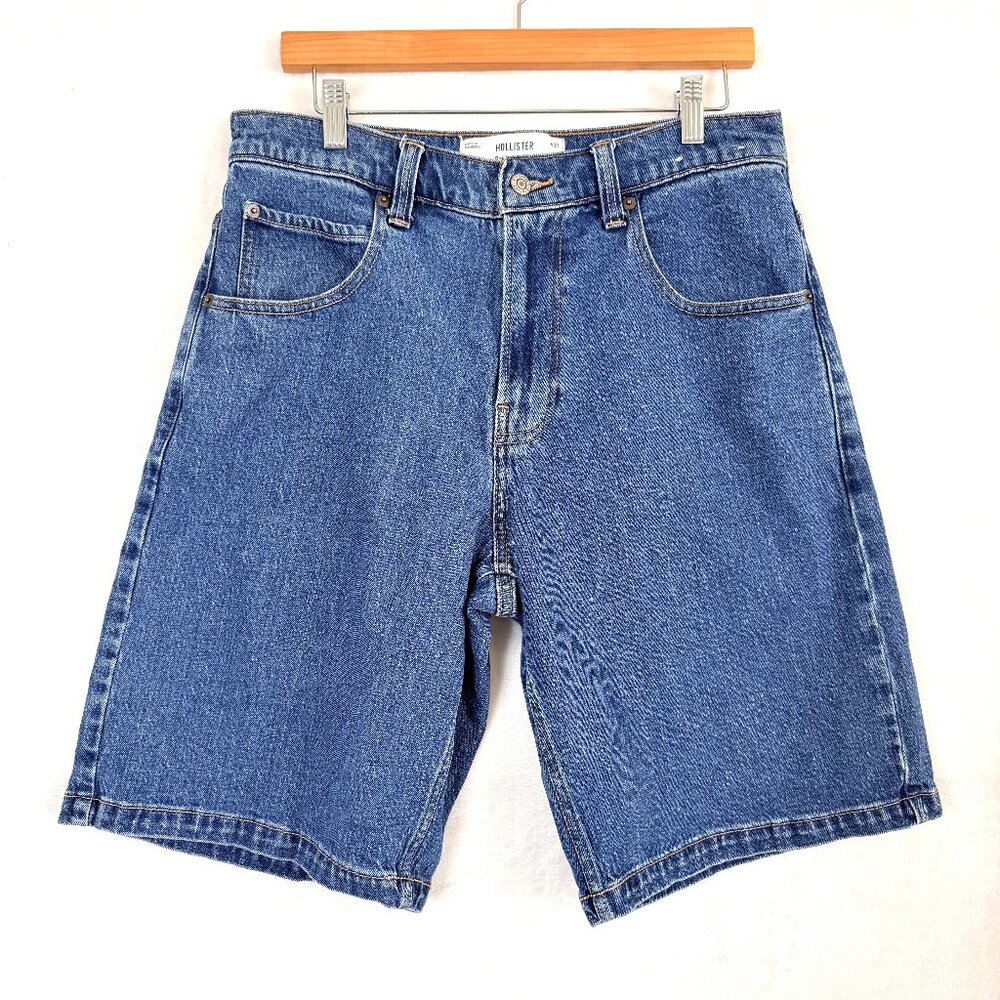 HOLLISTER 9.5” Streetwear Casual 90s Baggy Jorts Jean Shorts Mens 33 Medium Wash